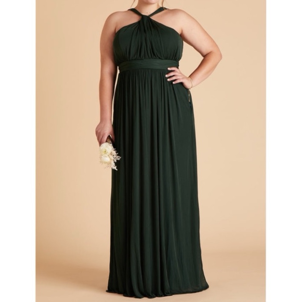 Birdy Grey Emerald Green Mesh Sleeveless Halter Neck Kiko Dress Bridesmaid Gown
